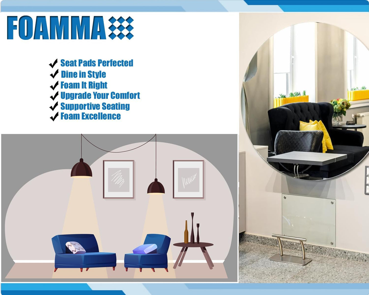 Foamma Upholstery High Density Thick Blue Foam