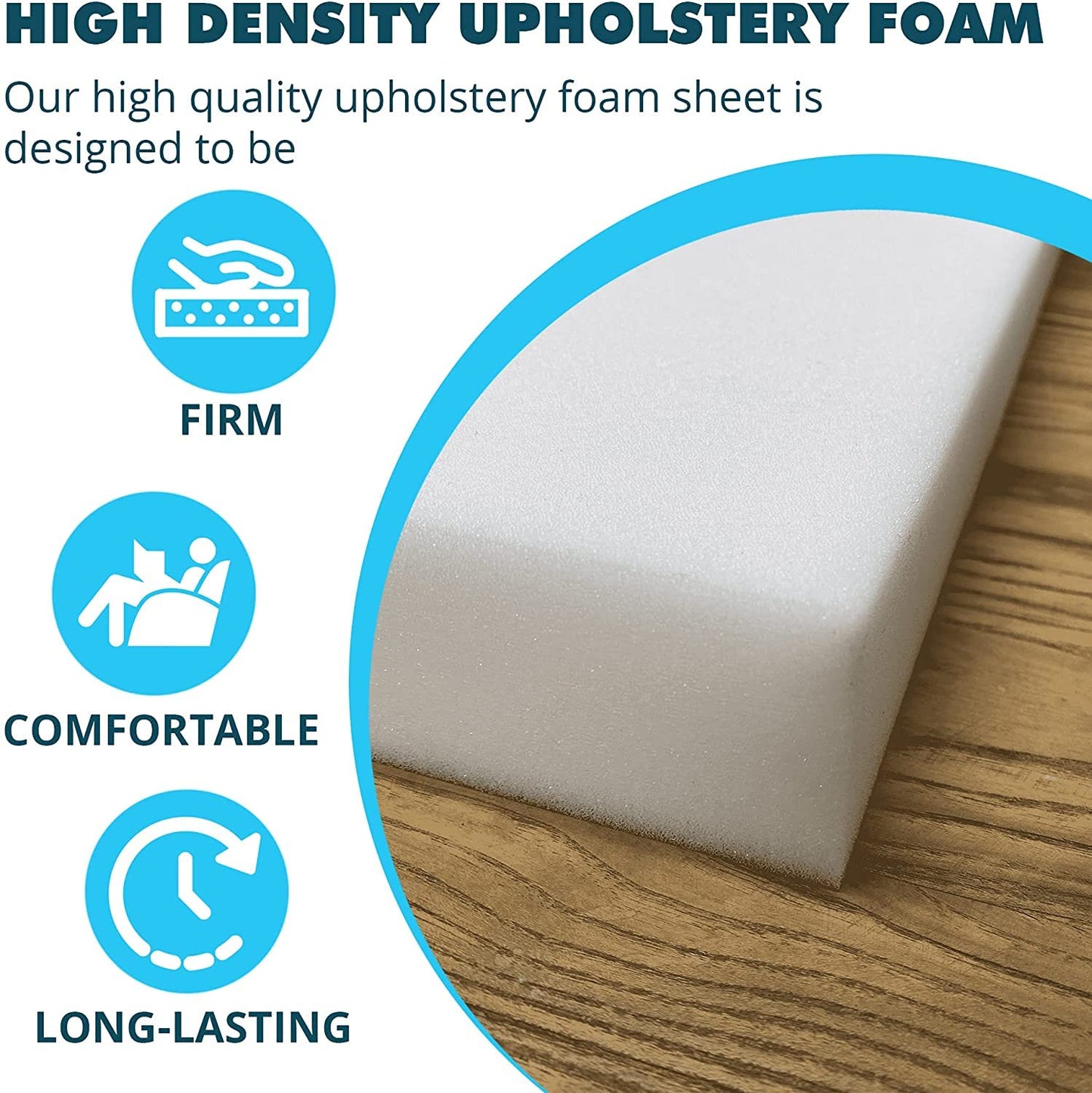 Foamma 2" x 16" x 16" High Density Upholstery Foam, Chair Cushion Square Foam for Dinning Chairs, Wheelchair Seat Cushion Replacement