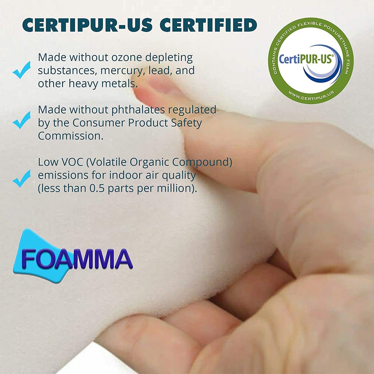 Foamma 2" x 16" x 16" High Density Upholstery Foam, Chair Cushion Square Foam for Dinning Chairs, Wheelchair Seat Cushion Replacement