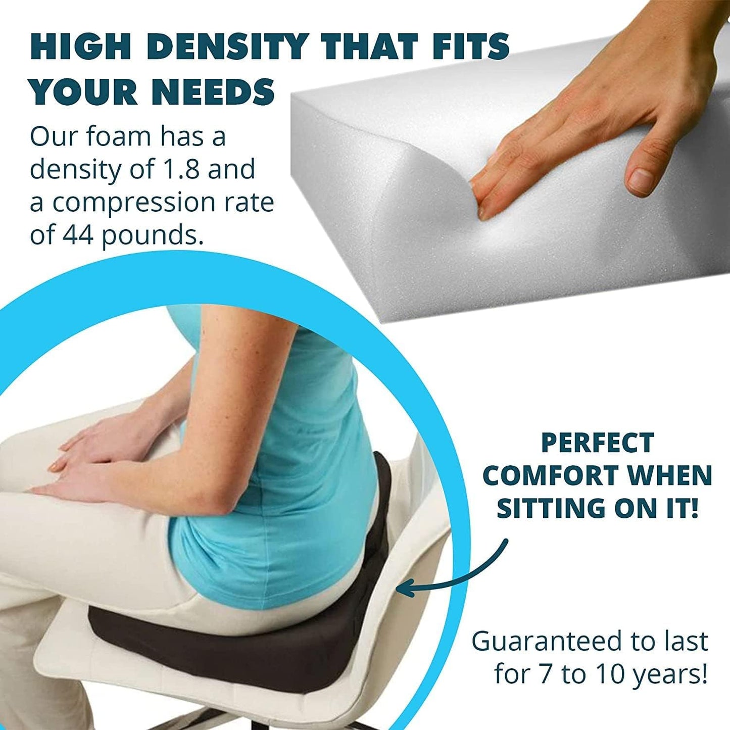 Foamma Multipack-Pack 2" x 16" x 16" High Density Upholstery Foam, Chair Cushion Square Foam for Dining Chairs, Wheelchair Seat Cushion Replacement