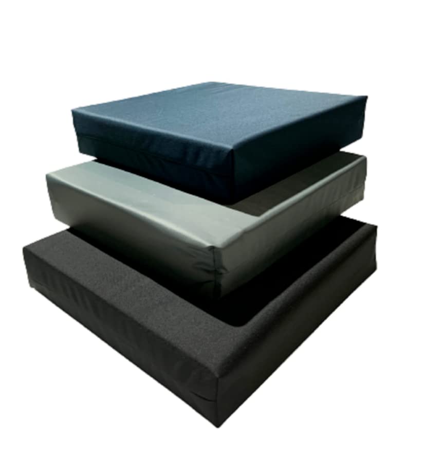 Deep Pressure Relief Memory Foam, Seat Pad, Wheelchair Cushion, waterproof cover (Black, 16" x 18" x 4")